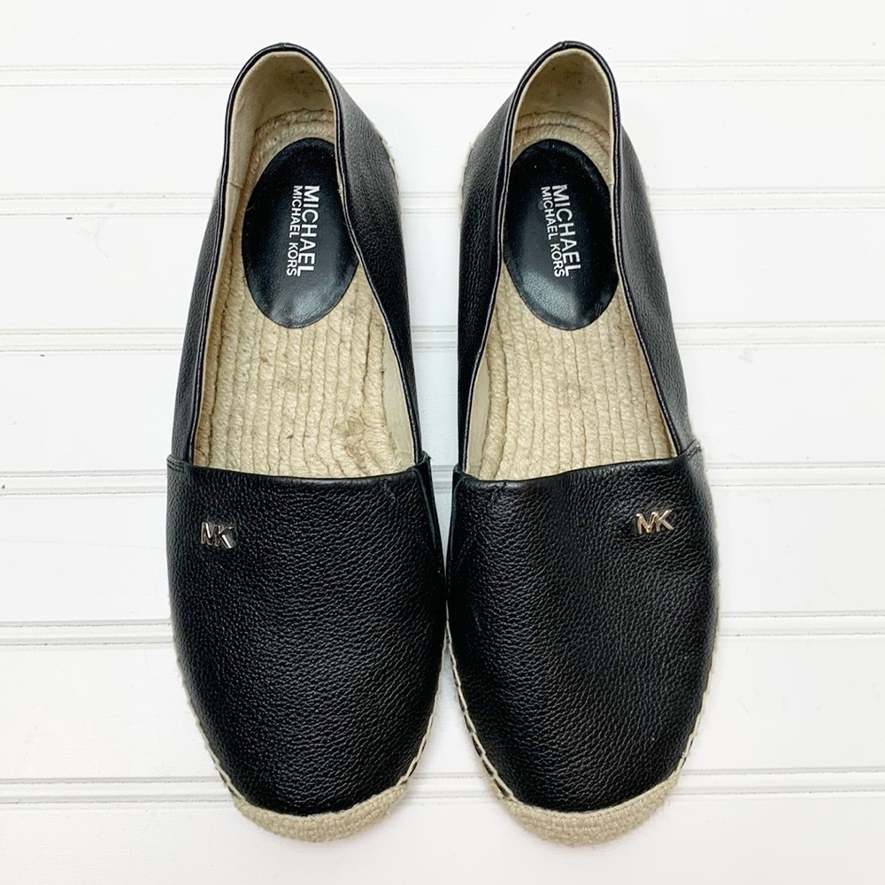 Michael Kors black leather espadrilles EUC 6.5